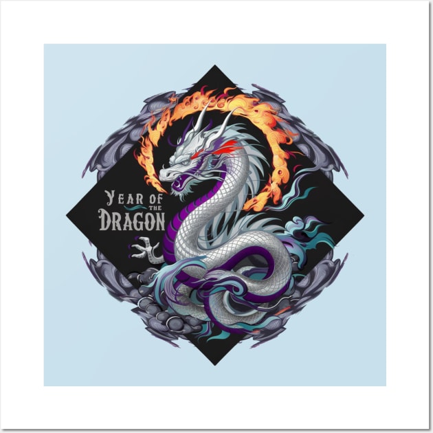 "Year of the Dragon: Majestic Ukiyo-e Inspired Art" - Chinese Zodiac Dragon Wall Art by stickercuffs